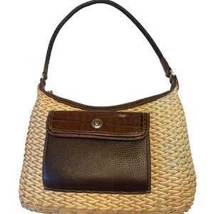 Authentic Brighton Woven Rattan & Leather Shoulder Bag